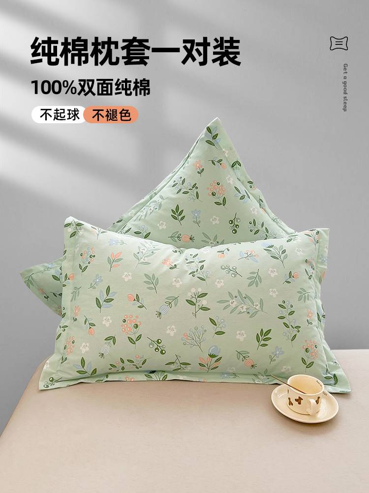 枕套全棉一对高端纯棉加厚装48x74cm枕头套装家用100乳胶2023新款