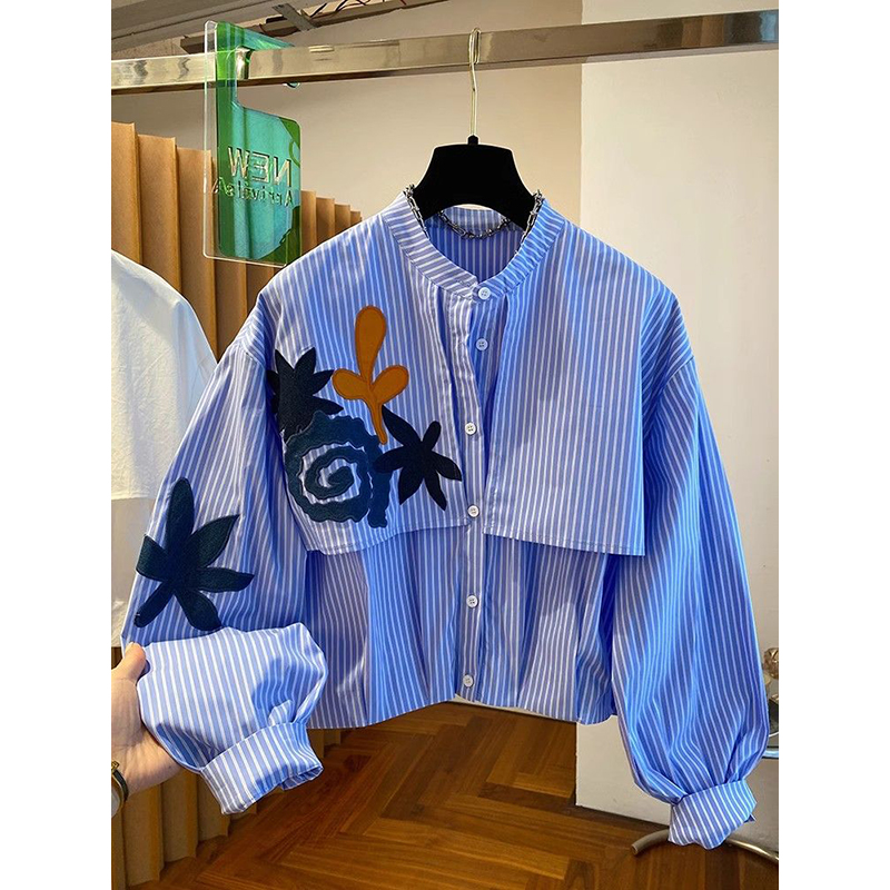 特大码300斤欧货贴布刺绣衬衫