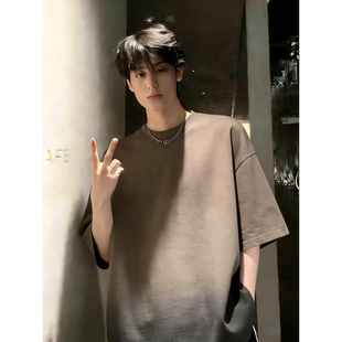 超大码300斤潮牌vibe风渐变短袖t恤男女春夏季新款高级感半袖上衣