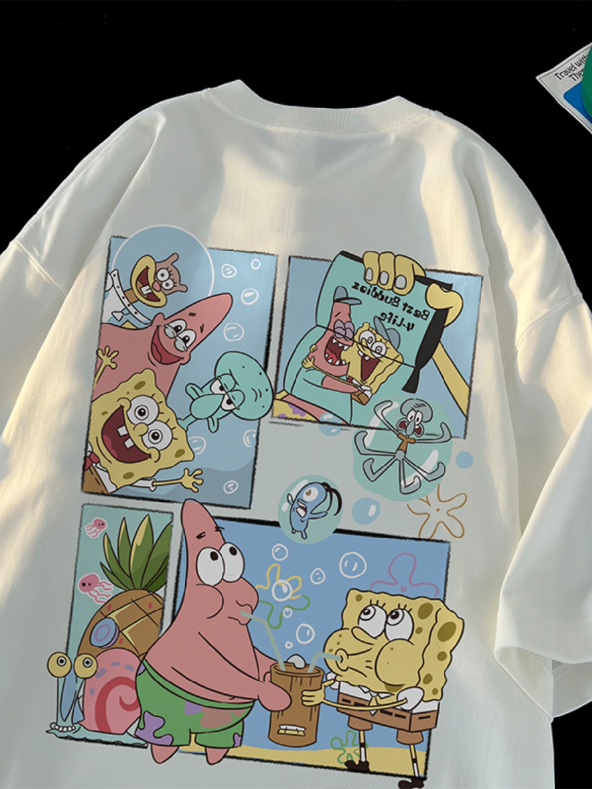 300斤大码男装海绵宝宝纯棉短袖T