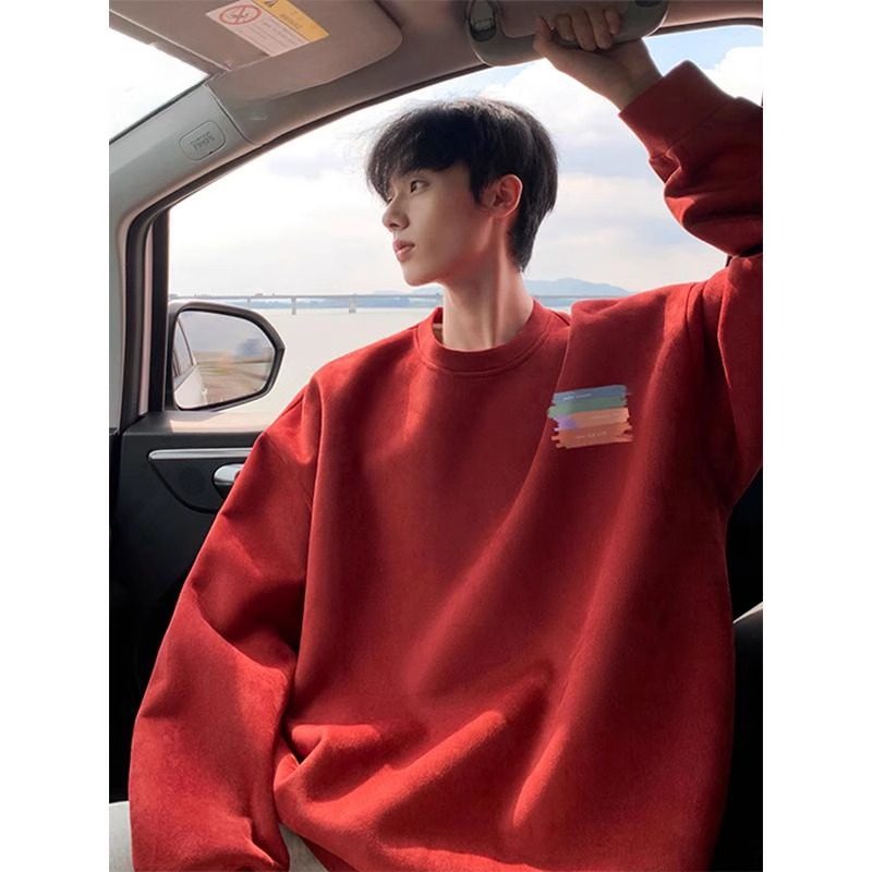 麂皮绒圆领卫衣男女秋冬加绒