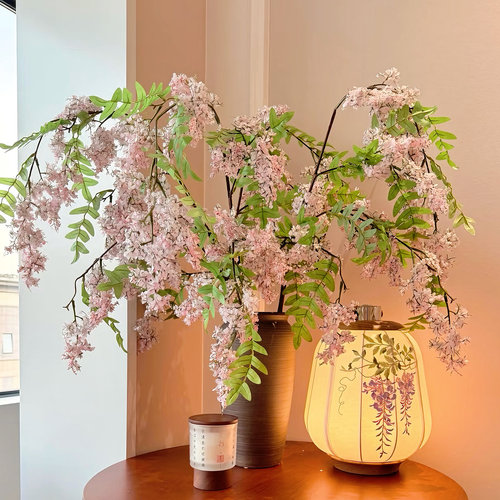 仿真槐蕊花法式自然风单枝假花室内家居装饰摄影道具大枝