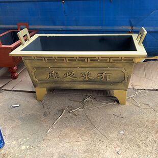 寺庙铸铁镀锌板合制香炉祠堂道观长方形烧插香焚纸炉家用四方炉鼎