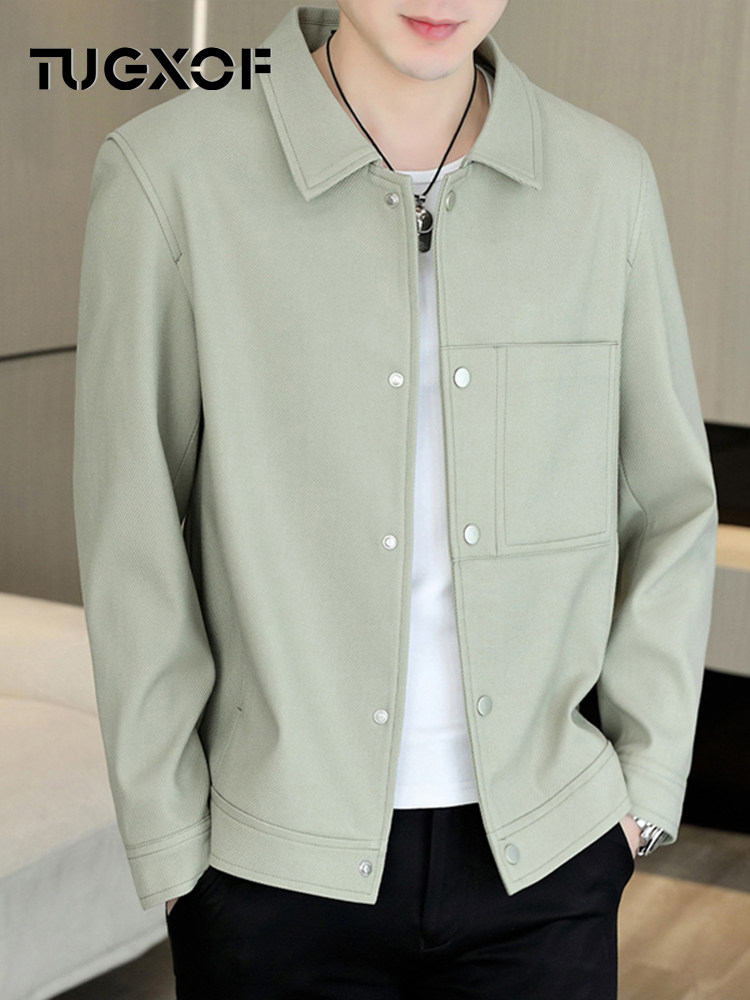 2025新款春秋季男士长袖衬衫外套时尚休闲百搭上衣男装夹克外套潮