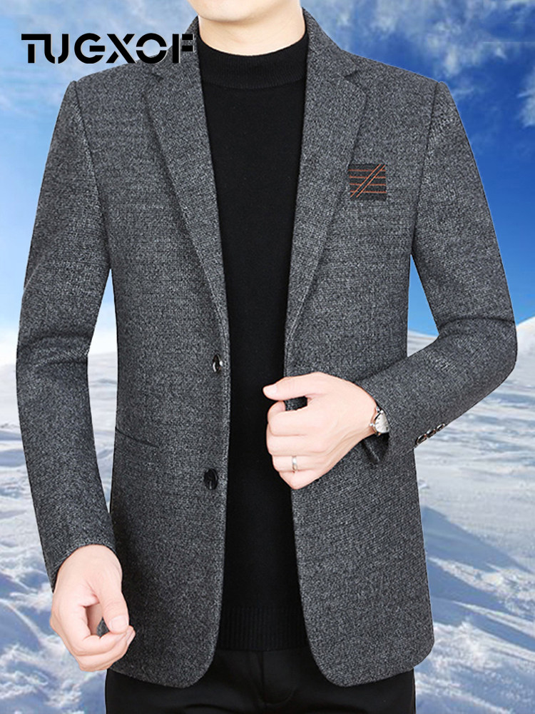 休闲西装男士2025年秋冬新款中老年单西外套时尚气质修身西服男装