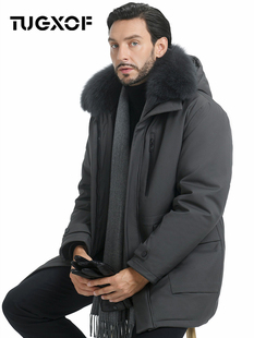 2025新款加厚中长款羽绒服男父亲中老年爸爸保暖防寒白鸭绒外套潮