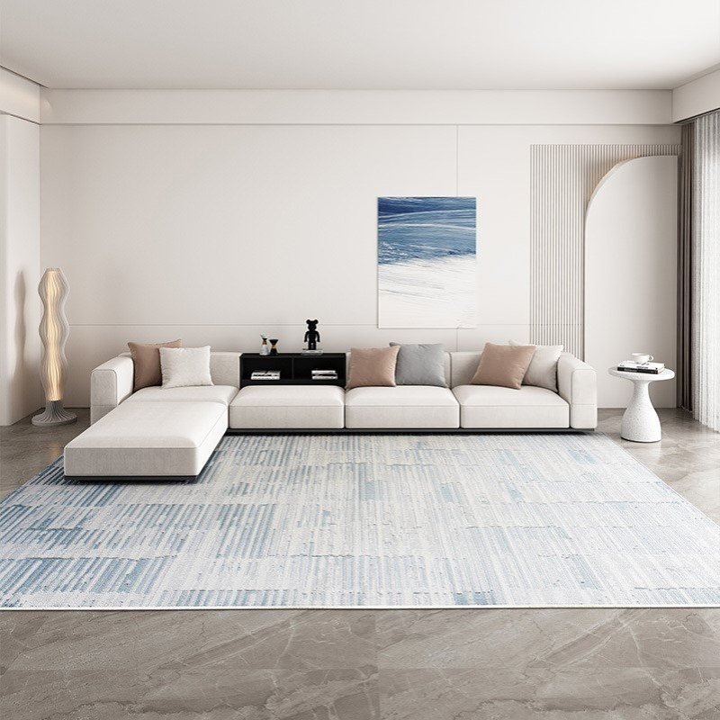 宇秀简约现代灰蓝色线条意式轻奢ins客厅地毯沙发茶几毯卧室地垫