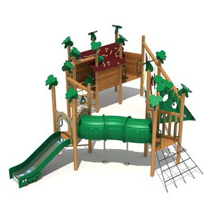 户外PE板滑梯儿童木质游乐设备攀爬钻洞系列不锈钢滑梯