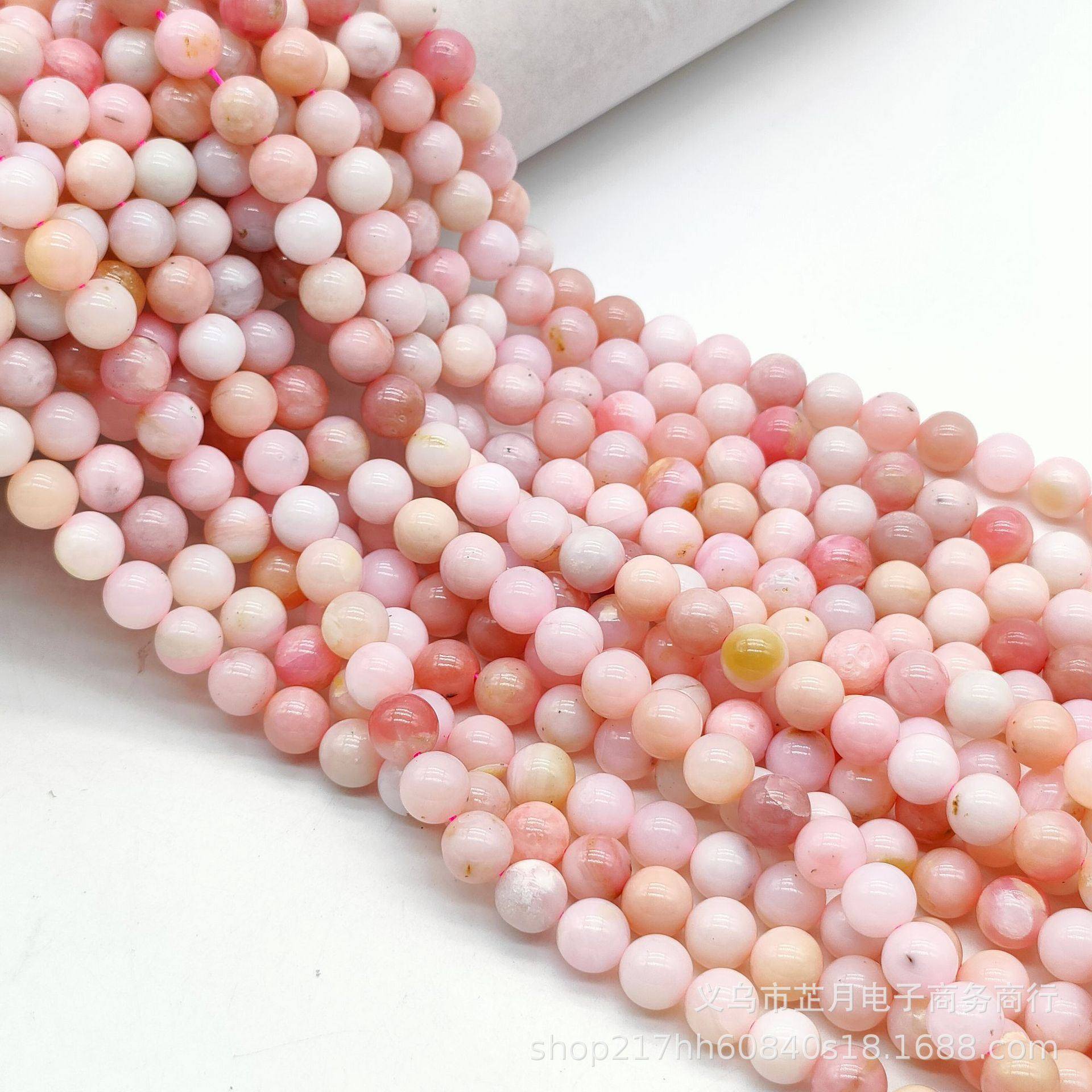 Peruvian Pink Opal天然秘鲁7A粉澳宝散珠DIY饰品配件现货批发