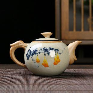 茶壶粗陶陶瓷家用单壶侧把壶原矿老泥复古色手把壶老岩泥厂家直销