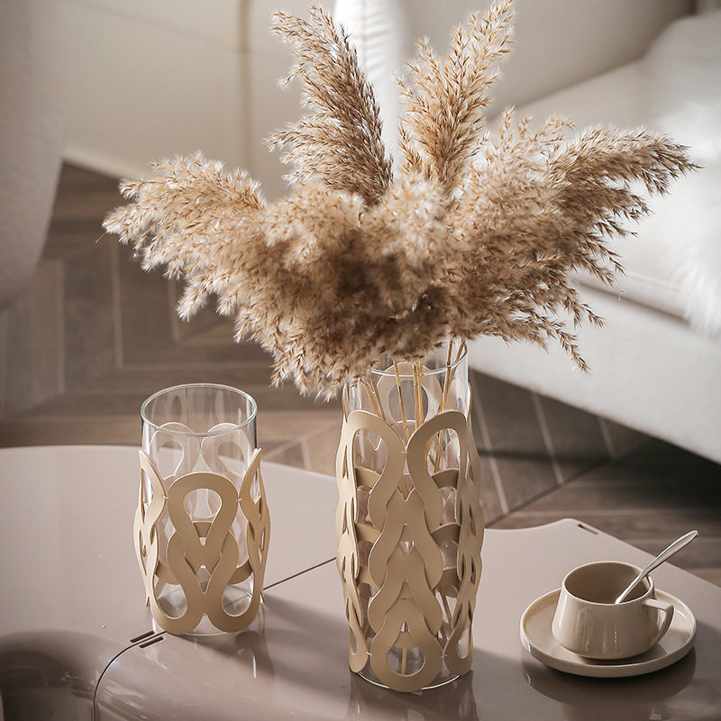 皮质编织玻璃花瓶酒店样板房间客厅家用餐厅桌面装饰花器现代轻奢,电子元器件市场,电线扎带/束线带,淘宝优惠券,粉丝福利购,淘宝优惠卷