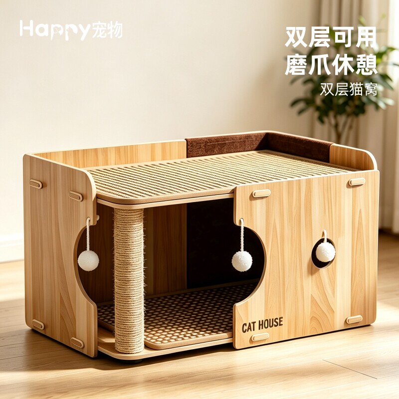 剑麻猫抓柱猫窝耐磨不掉屑室内图片