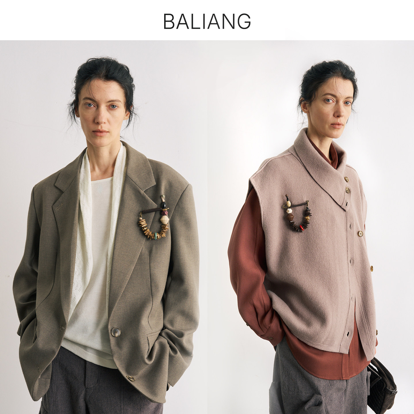 BALIANG捌梁〔野稔〕多材质复古叠搭串珠可拆卸手链挂饰造型胸针,饰品/流行首饰/时尚饰品新,胸针,淘宝优惠券,粉丝福利购,淘宝优惠卷