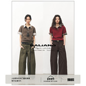 BALIANG「捌樑」 T恤 假两件拼接格纹polo领落肩箱型短袖 蔓 Vine