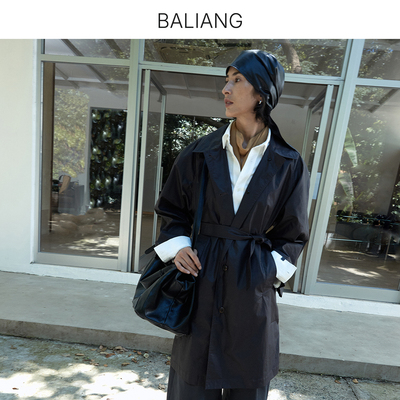 BALIANG捌梁全棉油蜡中长风衣