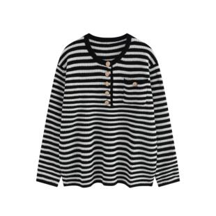 TEEINXX黑白条纹金扣毛衣VK379 呼呼严选专属