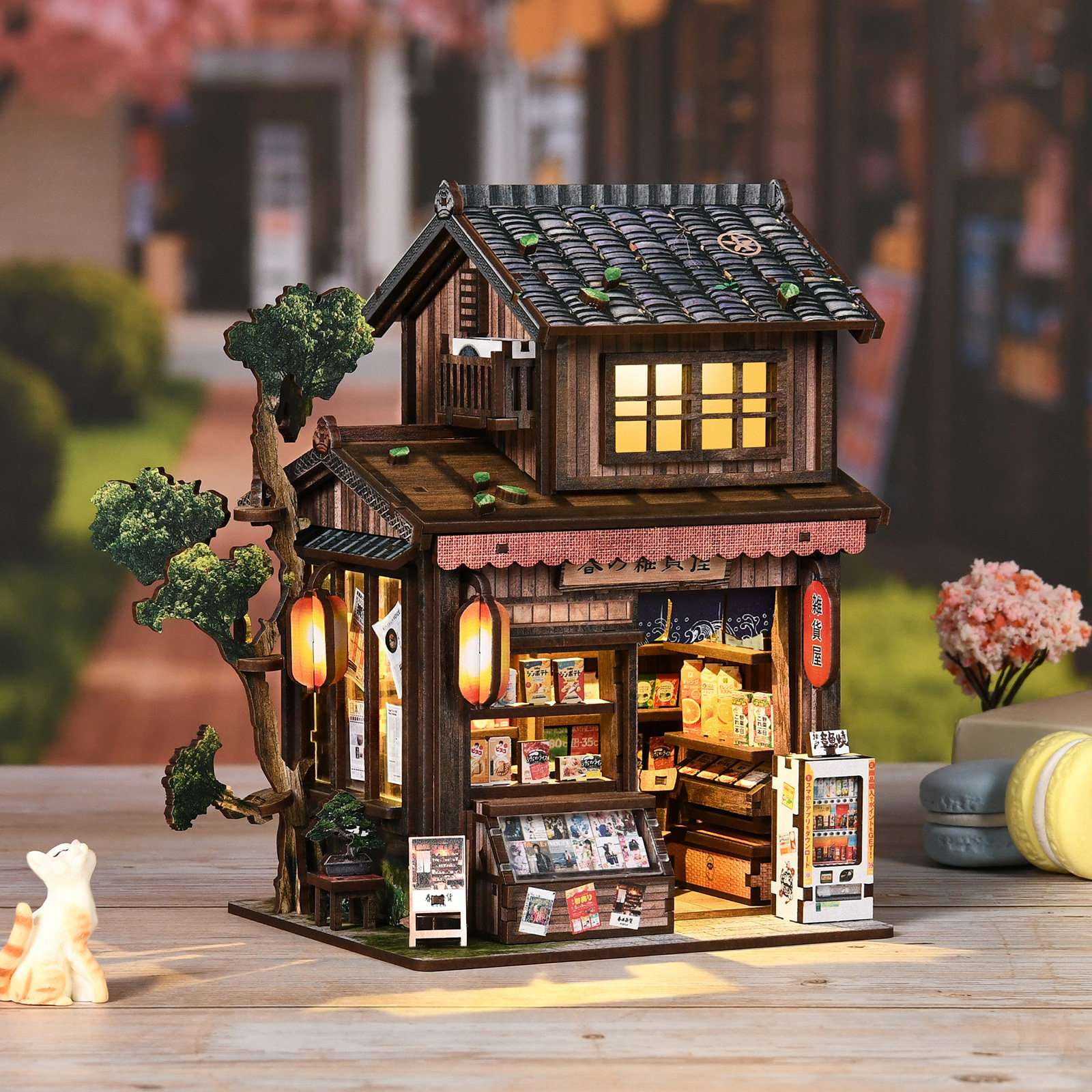 春日杂货店diy小屋手工木质拼装建筑模型摆件创意玩七夕节礼送女