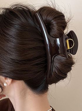 法式亚克力弧形抓夹大号发夹女2025新款高级感后脑勺盘发鲨鱼夹子