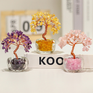 水晶礼品发财树办公室工位桌面装饰礼物创意玄关摆件伴手礼送客户