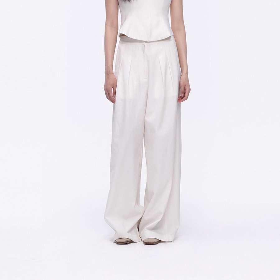 Elywood叠褶长裤阔腿裤日常通勤高腰白色高个子垂感休闲拖地裤女,女装/女士精品,休闲裤,淘宝优惠券,粉丝福利购,淘宝优惠卷