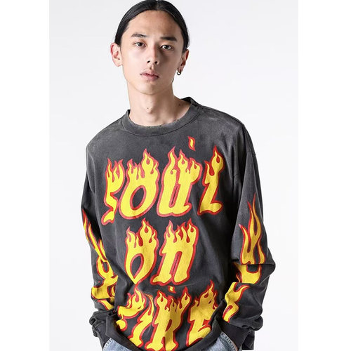 SAINT Mxxxxxx 25AW LS TEE/SOUL ON FIRE日潮火焰长袖T恤男女