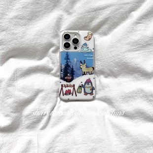 12可爱少女findx9 x8双层软壳k12小众a5pro小清新ace5保护套 手机壳Reno14 雪山森林动物oppoReno15pro新款