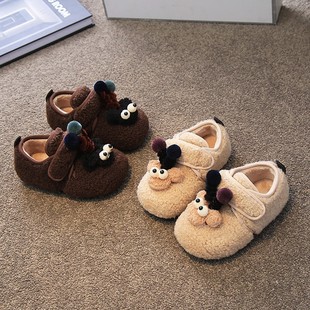 女童毛毛鞋外穿2025冬款儿童鞋子男童棉鞋卡通豆豆鞋加绒宝宝鞋