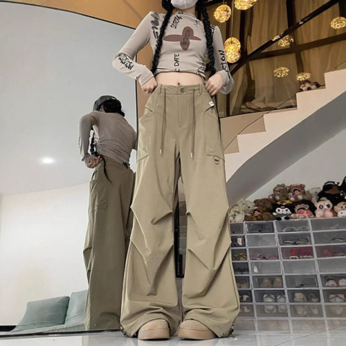 夏季高腰阔腿速干透气显瘦女裤