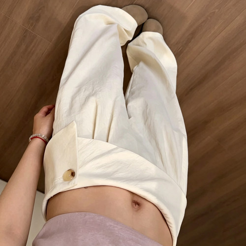 夏季薄款透气高腰阔腿裤女遮胯