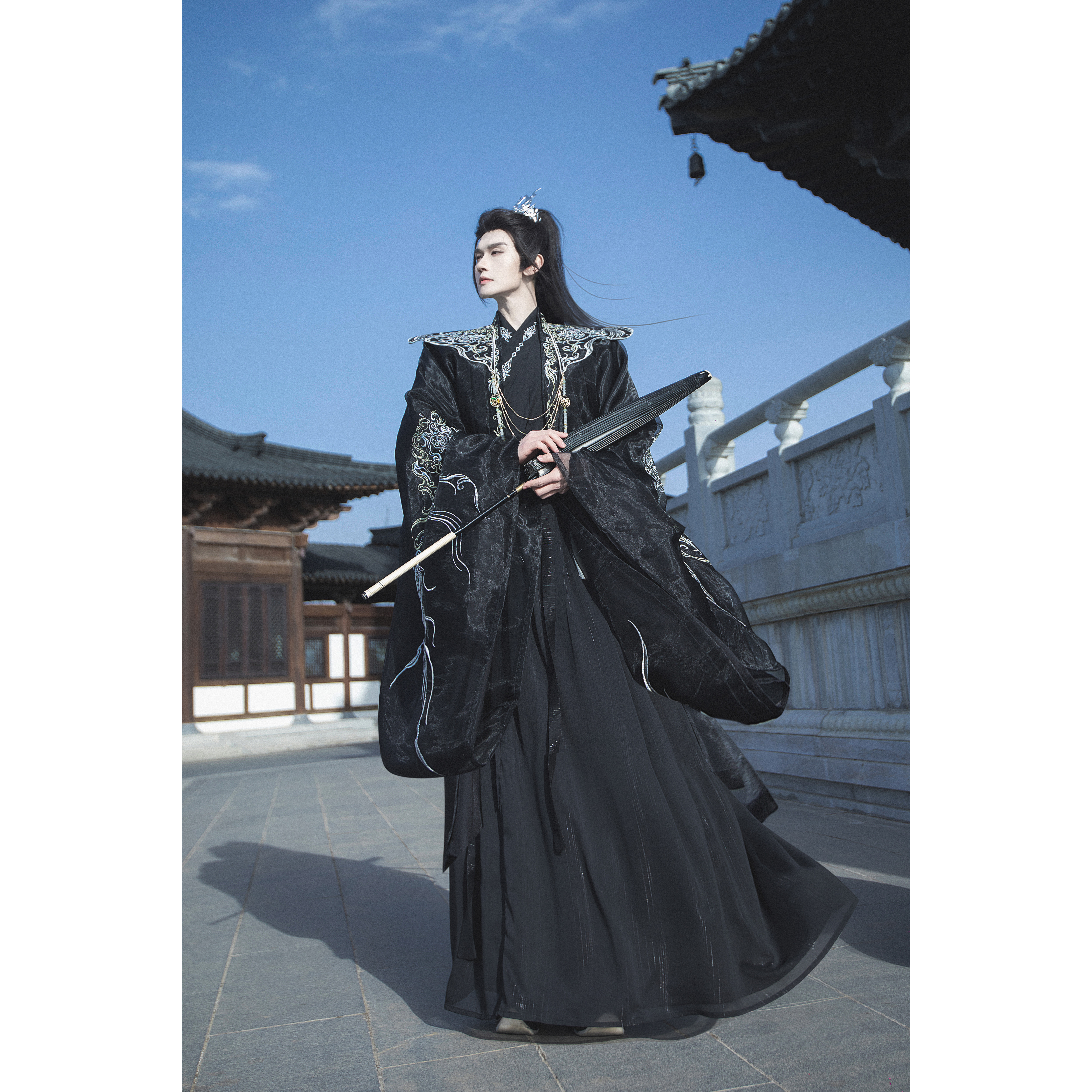 书禹[龙凤环佩]原创汉服男女款云肩魏晋风飘逸酷飒黑白色日常套装,男装,汉服,淘宝优惠券,粉丝福利购,淘宝优惠卷