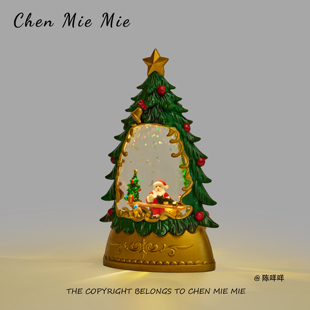 「无聊了看看树下的老人」圣诞节小夜灯雪人老人桌面摆件礼物装饰