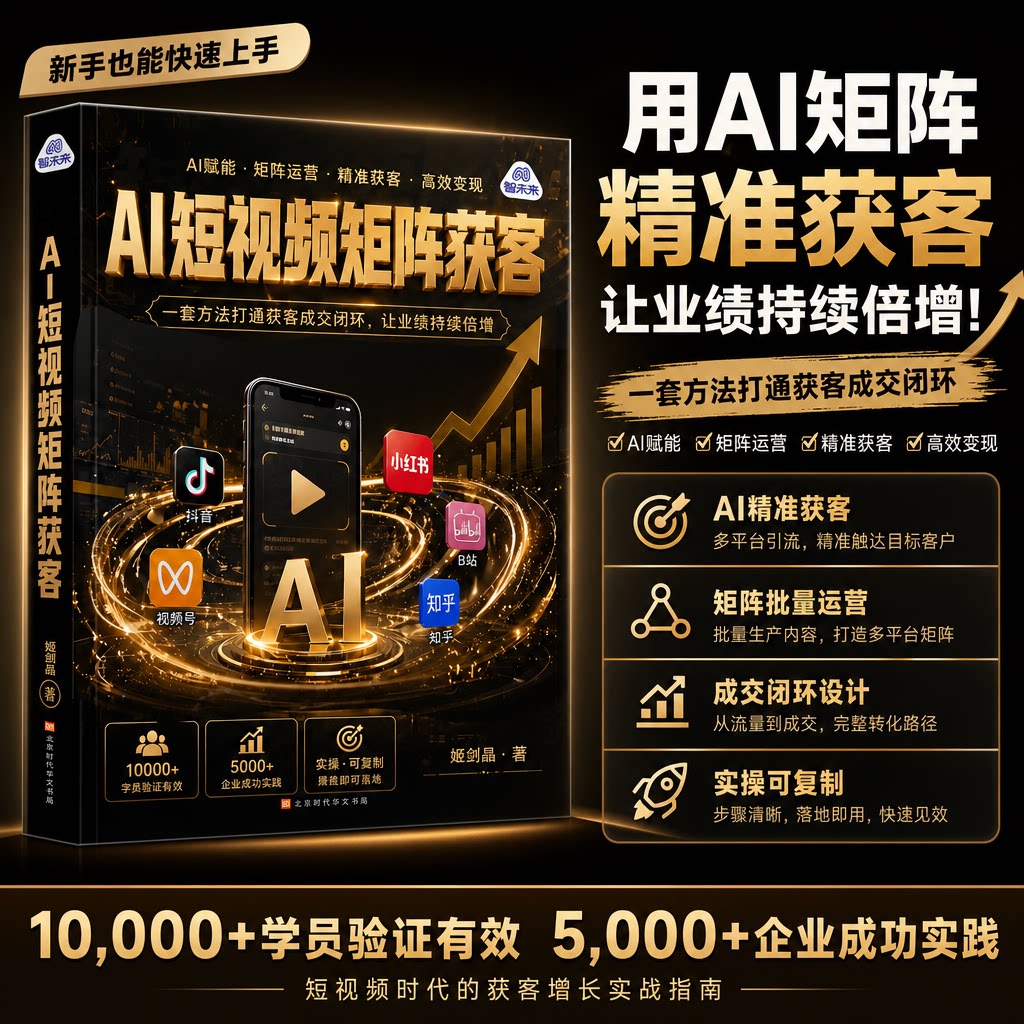 AI 短视频矩阵获客 姬剑晶著 AI 赋能多平台引流 短视频流量运营实战书籍 抖音小红书视频号获客变现 企业营销增长实战指南