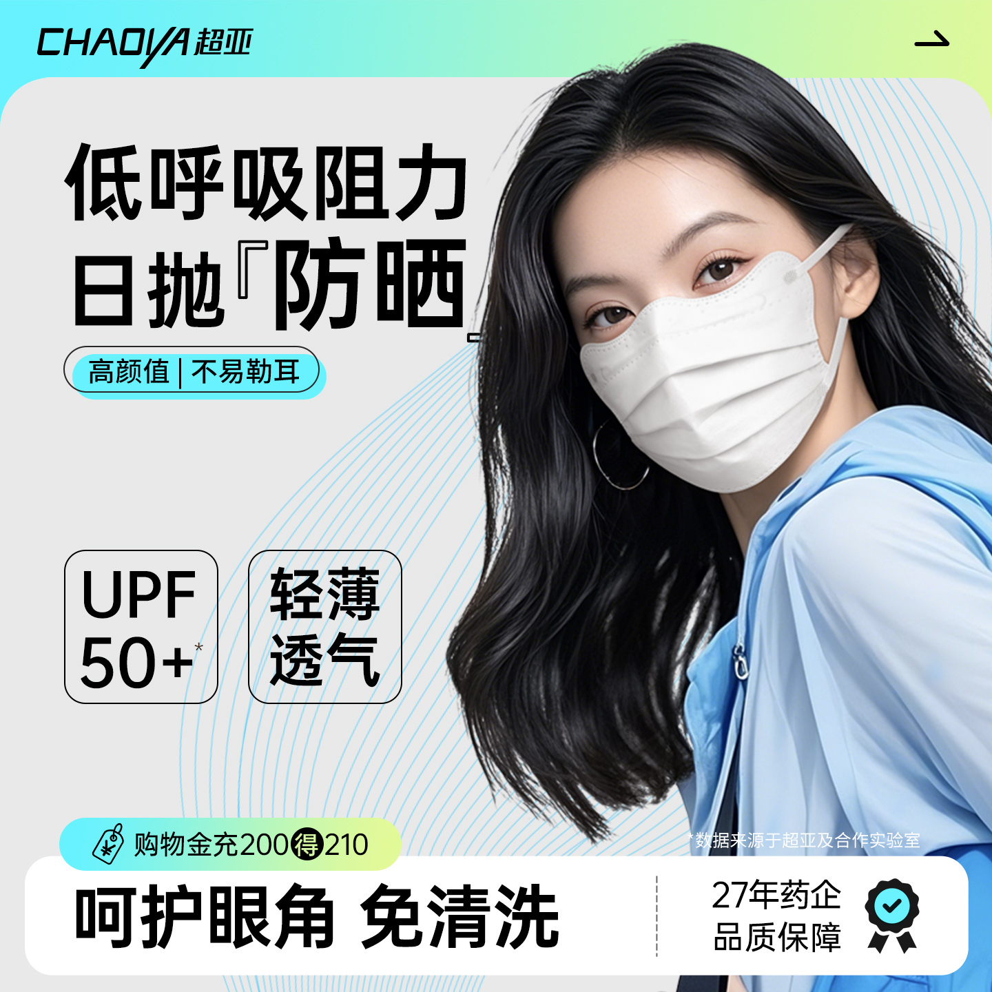 超亚一次性防晒口罩｜美颜护眼角