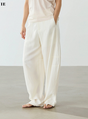 SILAVIE “好穿不费力”天然天丝亚麻薄款休闲垂感香蕉镰刀长裤女