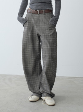 【博主推荐】 SILAVIE 英伦格雷系格子休闲镰刀裤女秋冬