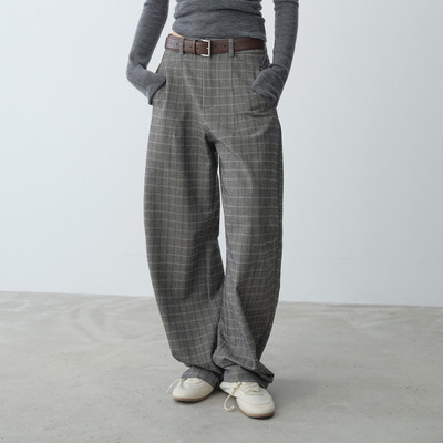 SILAVIE英伦格雷系格子镰刀裤
