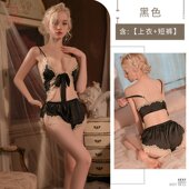 设计纯欲吊带短裤 魅俪蔻性感蕾丝荷叶边睡衣女春季 新款 家居服1918