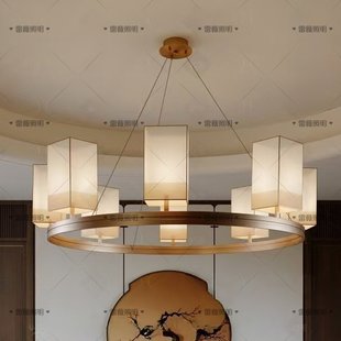 新中式餐厅客厅中古风包厢饭店吊灯现代简约布艺会所雅间包房灯具