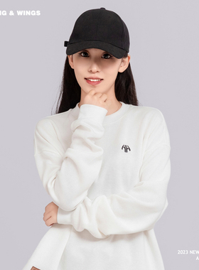 H&W 美式休闲卫衣男女同款2023秋冬新款圆领宽松套头长袖上衣