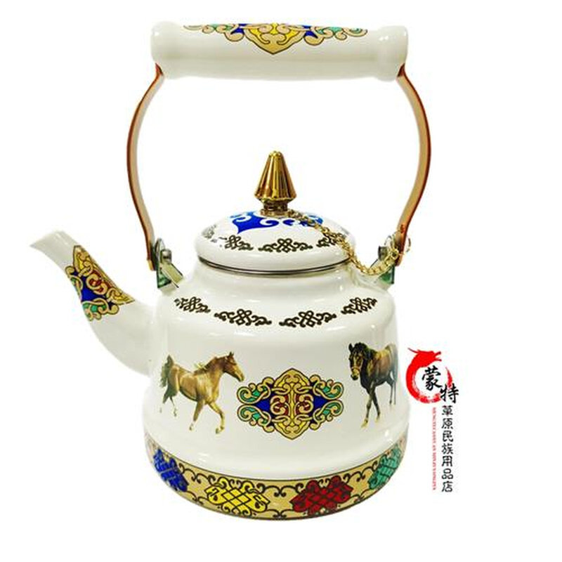 蒙古族奶茶壶酒店用品蒙餐餐具手工彩绘搪瓷藏族不锈钢水茶壶包邮