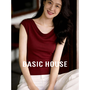 Basic House/百家好莱赛尔桑蚕丝短袖T恤女春季新款圆领薄款面膜t