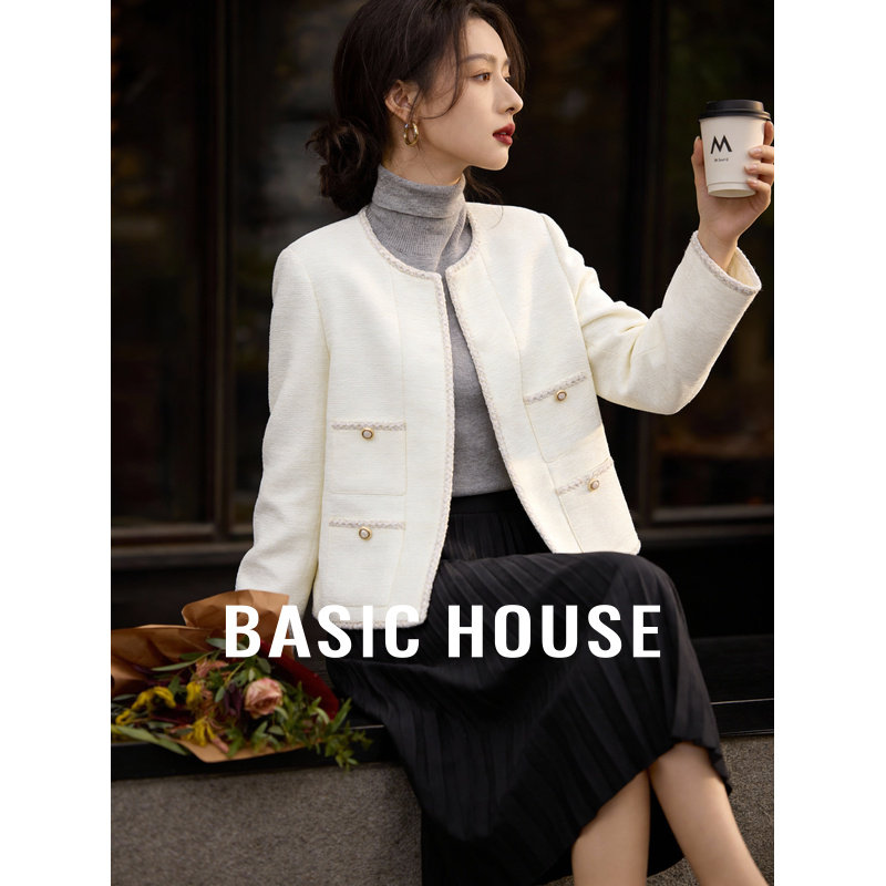 百家好小香风外套女气质显瘦2025秋冬新款小个子法式白色短款外套