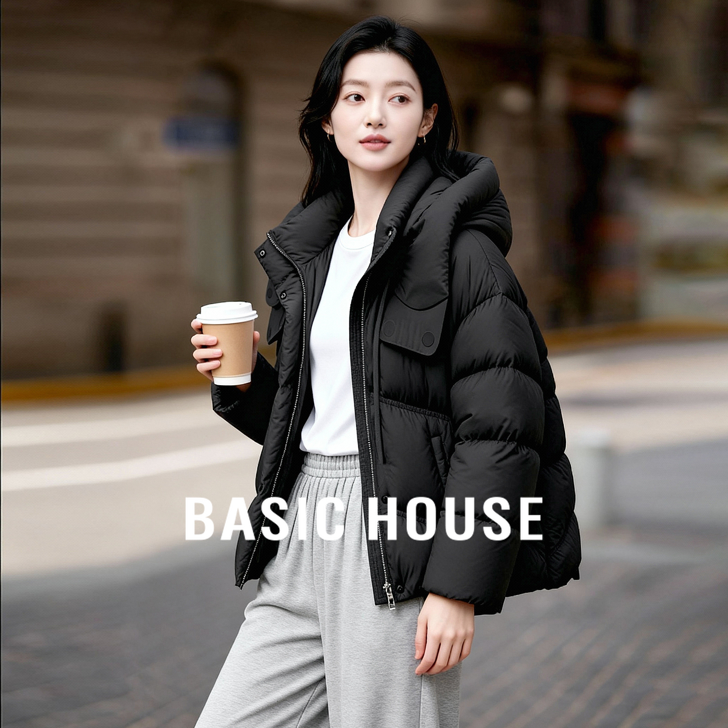 Basic House/百家好短款羽绒服女冬季2025新款小个子宽松加厚外套