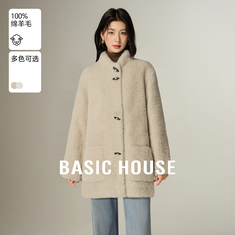 立领牛角扣毛毛外套