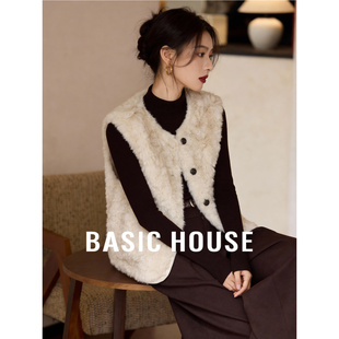 百家好仿皮草马甲女25冬季新款毛绒软糯毛毛马甲保暖短款无袖外套