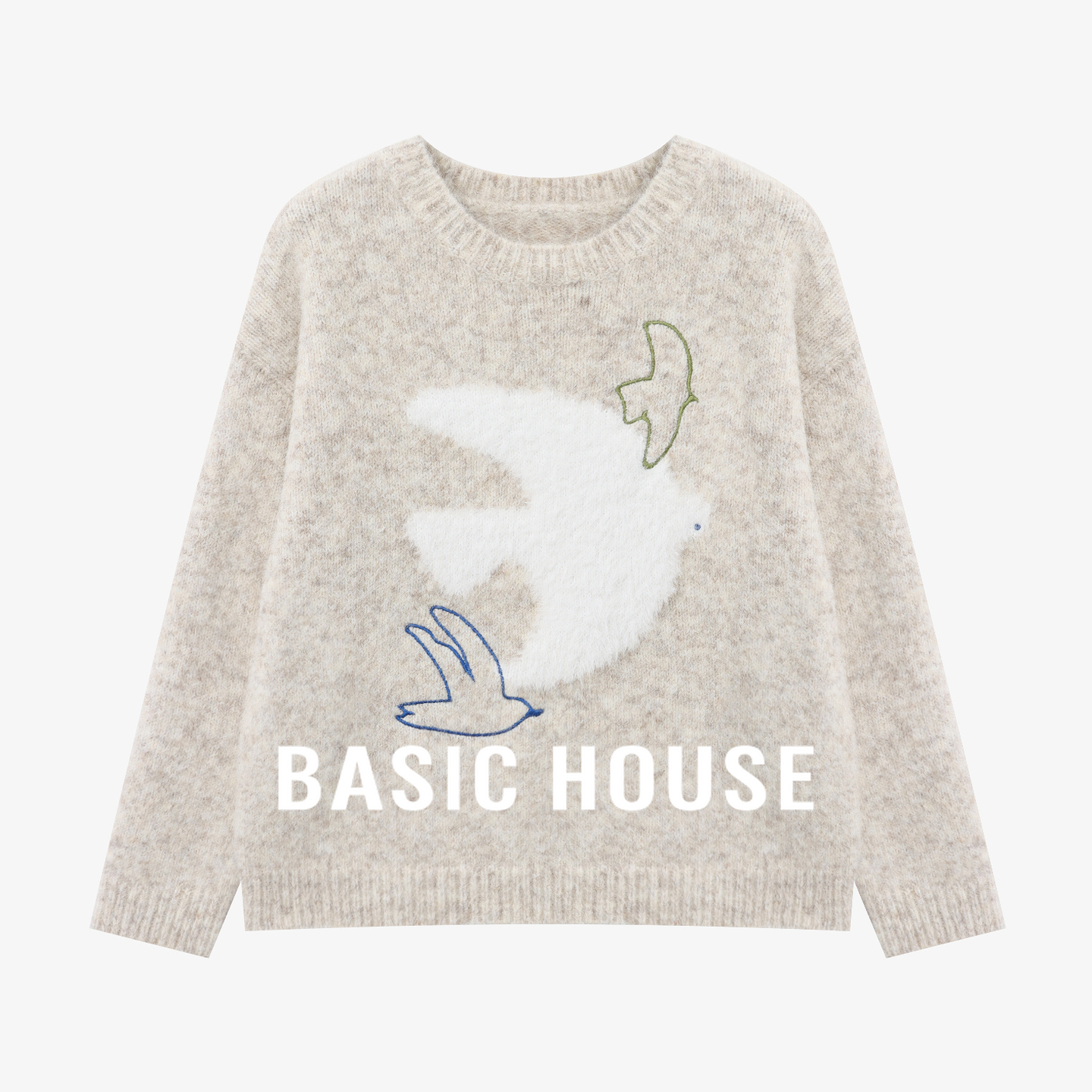 飞鸟刺绣针织毛衣