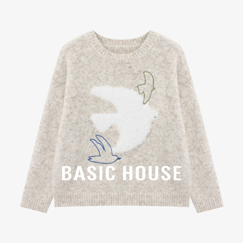 飞鸟刺绣针织毛衣