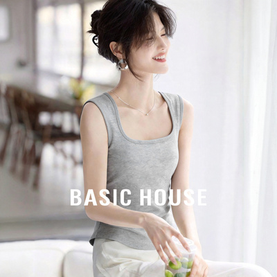 Basic House/百家好极简风无袖背心女夏季内搭无龄感修身百搭上衣