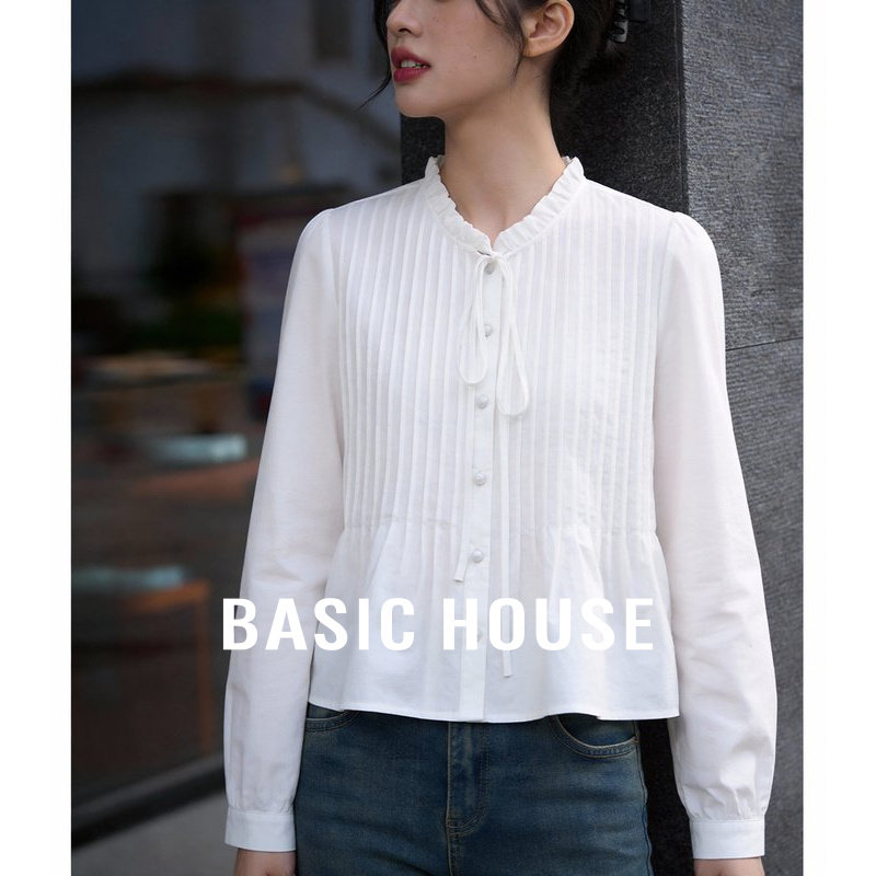 百家好纯棉法式长袖衬衫女士春季2026新款小衫设计感百搭显瘦上衣