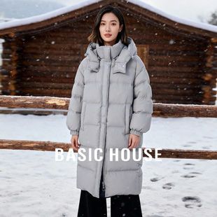 加厚长款 百家好韩系连帽双面穿羽绒服冬季 白鸭绒外套 House Basic